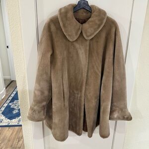 Elegant Faux Fur Tan Swing Coat